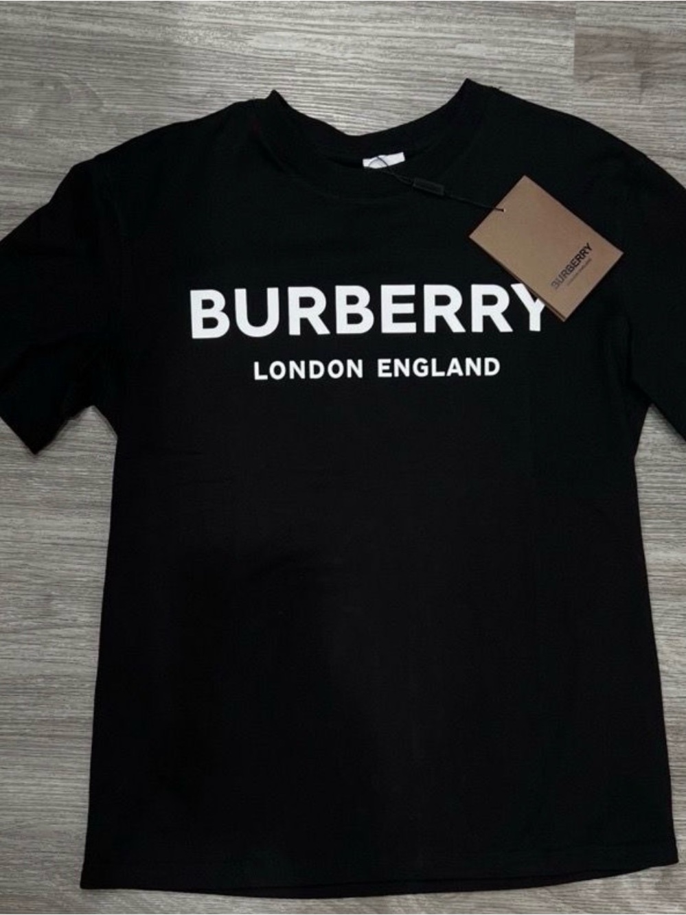 Burberry Black Logo Tee with 'London England' Print
